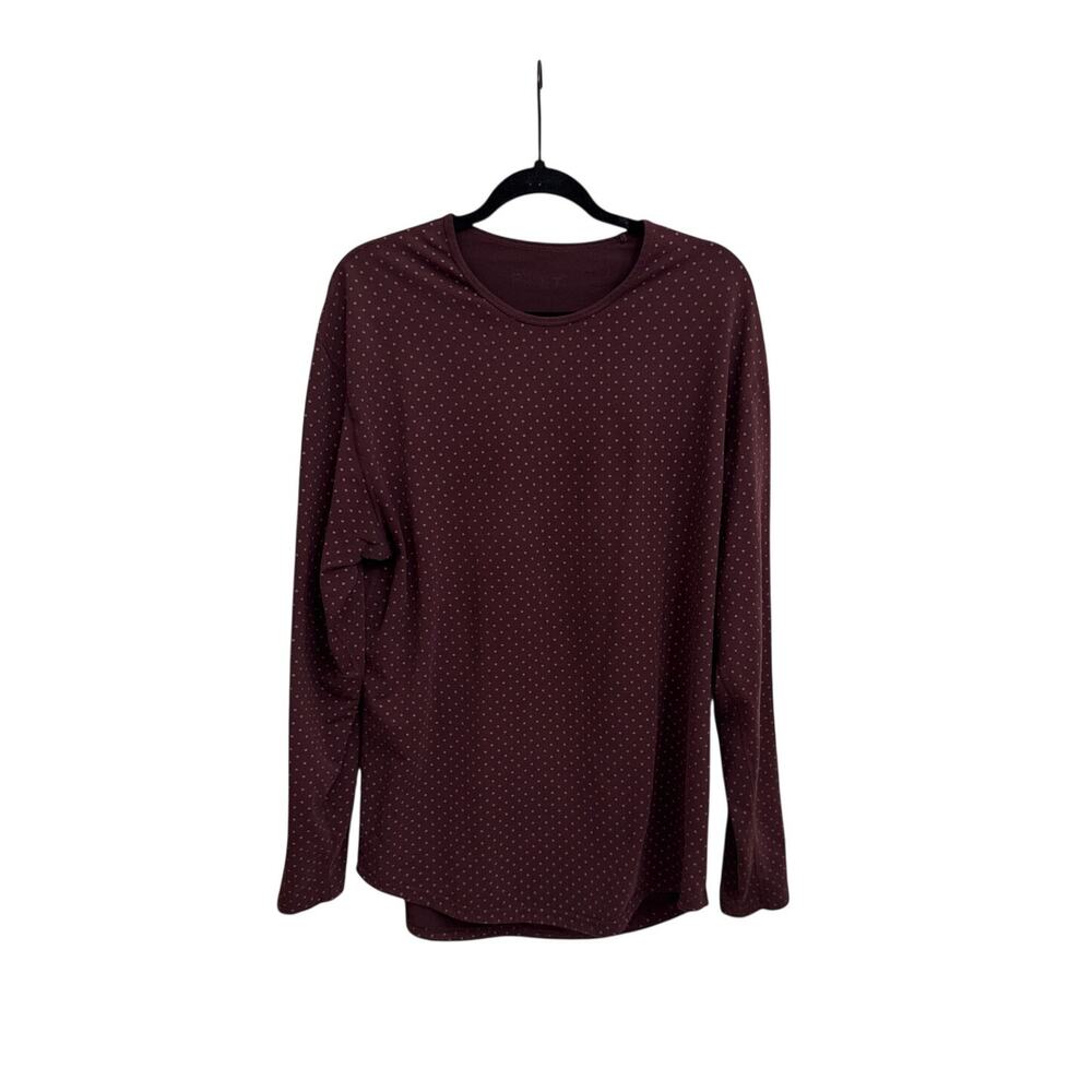 BYLT Basics Maroon Polka Dot Long Sleeve Crew Neck Shirt Size XL